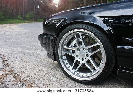 Kiev, Ukraine. May 17, 2014. Bmw M5 (e34) Against The Background Of The Forest