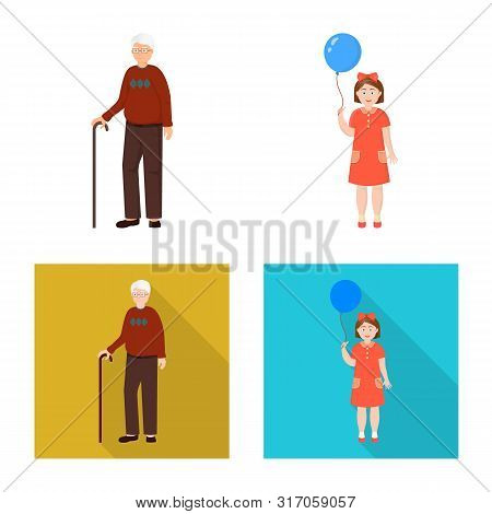 Vector Design Of Character And Avatar Logo. Set Of Character And Portrait Stock Vector Illustration.