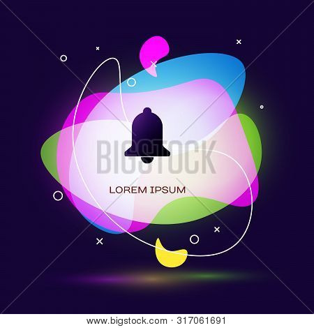 Black Ringing Bell Icon Isolated On Blue Background. Alarm Symbol, Service Bell, Handbell Sign, Noti