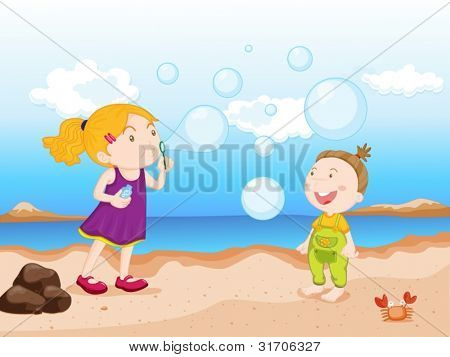 burbujas en la playa