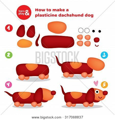 Cute Plasticine Dachshund Step Instruction For Kid