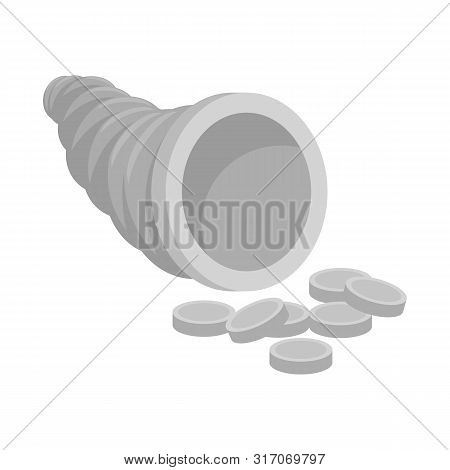 Vector Illustration Of Cornucopia And Money Symbol. Set Of Cornucopia And Gold Stock Symbol For Web.