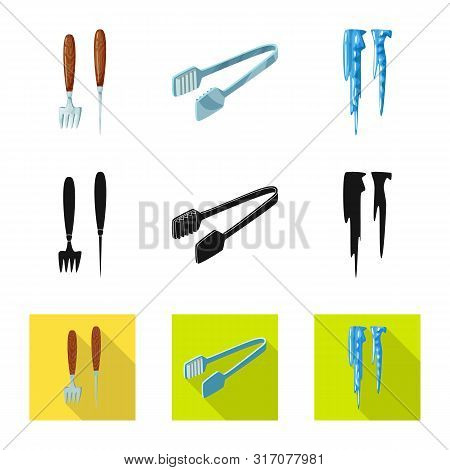 Vector Illustration Of Texture And Frozen Logo. Set Of Texture And Transparent Vector Icon For Stock