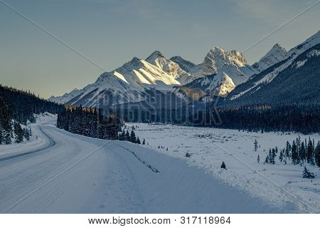 Sunset In The Mountains Of Spray Valley Provincial Park In Kananaskis, Alberta, Canada