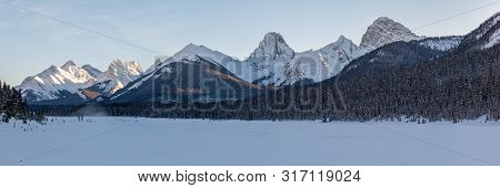 Sunset In The Mountains Of Spray Valley Provincial Park In Kananaskis, Alberta, Canada