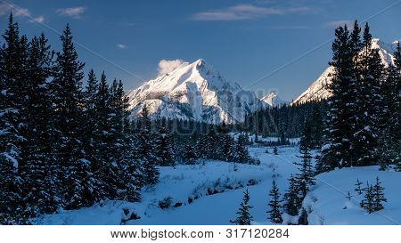 Sunset On Mount Nestor In Spray Valley Provincial Park In Kananaskis, Alberta, Canada