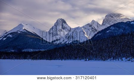 Sunset In The Mountains Of Spray Valley Provincial Park In Kananaskis, Alberta, Canada