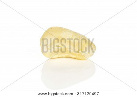 One Whole Unsalted Beige Cashew Isolated On White Background