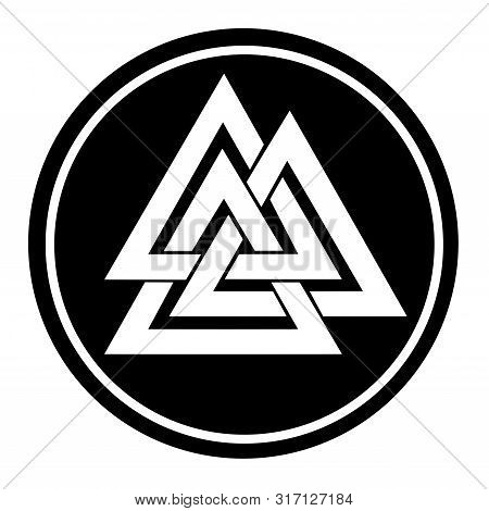 Valknut Symbol In A Black Circle Illustration