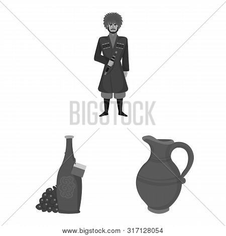 Vector Illustration Of Attributes And Tourism Icon. Set Of Attributes And National Vector Icon For S
