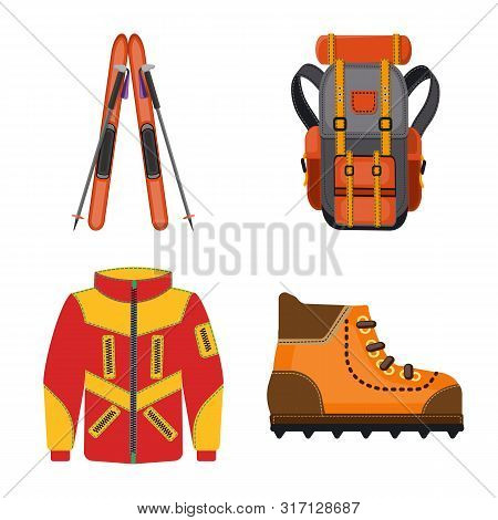 Vector Illustration Of Mountaineering And Peak Icon. Set Of Mountaineering And Camp Stock Symbol For