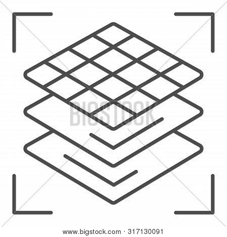3d Square Layers Thin Line Icon. 3d Layering Design Vector Illustration Isolated On White. 3d Modeli