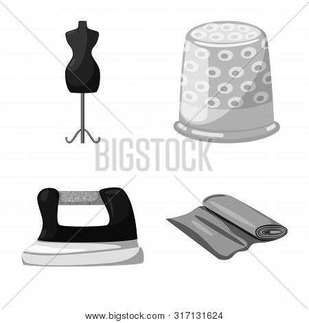 Vector Design Of Dressmaking And Textile Symbol. Collection Of Dressmaking And Handcraft Vector Icon