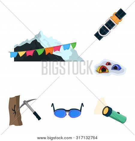 Vector Illustration Of Mountaineering And Peak Logo. Collection Of Mountaineering And Camp Stock Vec