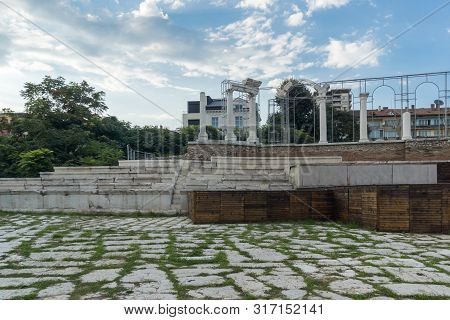 Stara Zagora, Bulgaria - August 5, 2018:  Auditorium Of The Antique Forum At Ruins Of Ancient Roman 