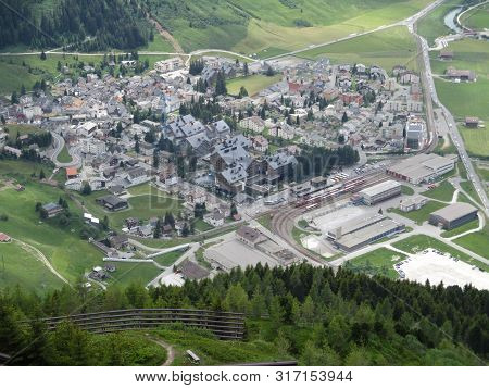 Lookout Over Andermatt In The Swiss Alps