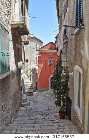 A Narrow Street Of An Italian Medieval Village