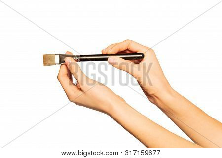 Large Shader Brush In Hands Of Make-up Artist