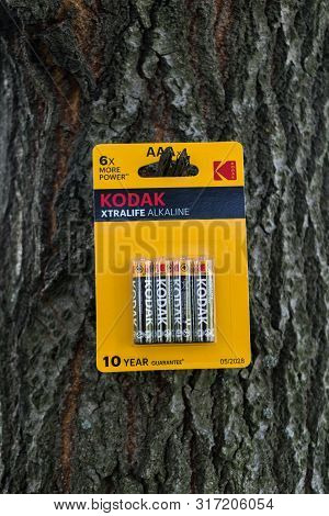 Bucuresti, Romania. August, 14, 2019- Kodak Battery Pack With 10 Year Warranty. Kodak Promises 6 X M