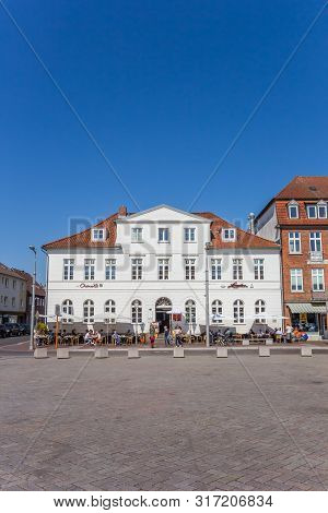 Ratzeburg, Germany - April 19, 2019: People Enjoying The Sun At A Cafe In Ratzeburg, Germany