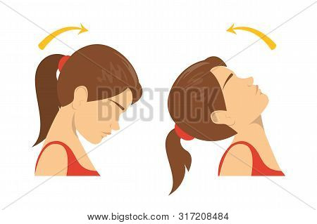 Neck Rotation Exercise. Turning Head Up And Down