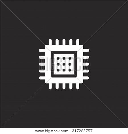 Cpu Icon. Cpu Icon Vector Flat Illustration For Graphic And Web Design Isolated On Black Background 