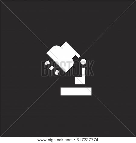 Desk Lamp Icon. Desk Lamp Icon Vector Flat Illustration For Graphic And Web Design Isolated On Black