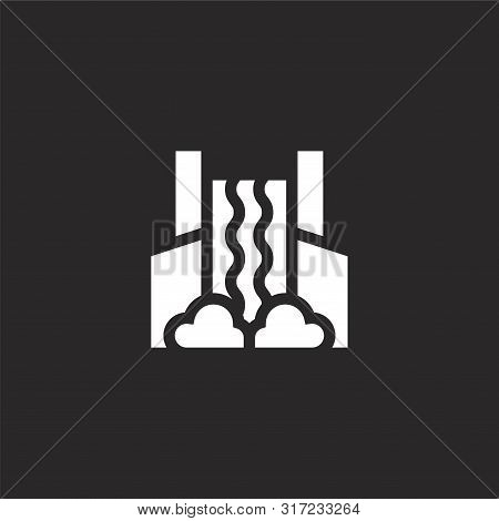 Waterfall Icon. Waterfall Icon Vector Flat Illustration For Graphic And Web Design Isolated On Black