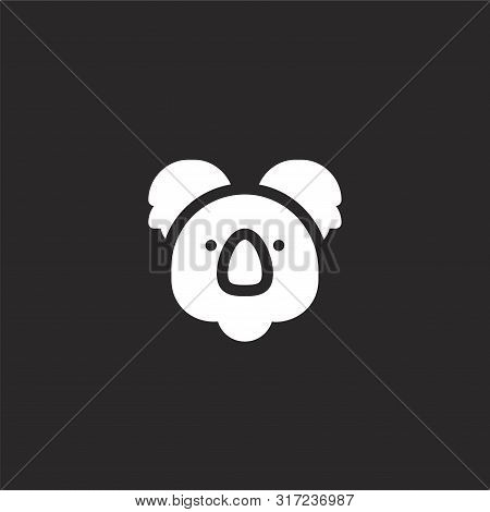 Koala Icon. Koala Icon Vector Flat Illustration For Graphic And Web Design Isolated On Black Backgro