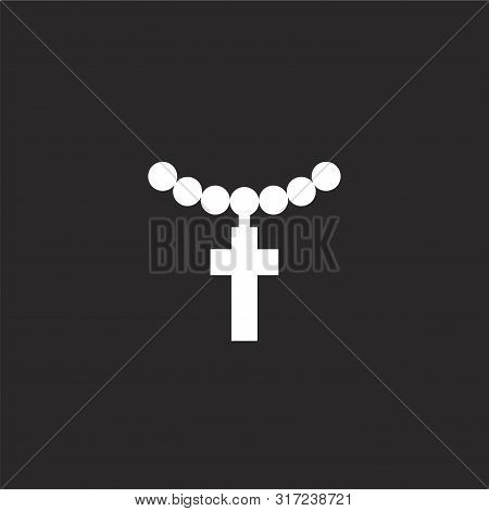 Necklace Icon. Necklace Icon Vector Flat Illustration For Graphic And Web Design Isolated On Black B