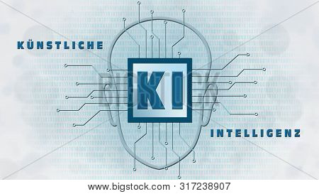 Ai - Artificial Intelligence Background (in German Ki - Kuenstliche Intelligenz Hintergrund) - Abstr