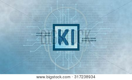 Ai - Artificial Intelligence Background (in German Ki - Kuenstliche Intelligenz Hintergrund) - Abstr