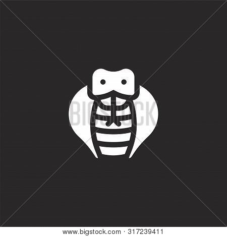 Snake Icon. Snake Icon Vector Flat Illustration For Graphic And Web Design Isolated On Black Backgro