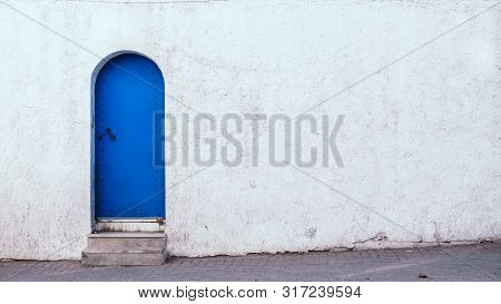 Hammamet Medina Streets With Blue Walls. Tunis, North Africa