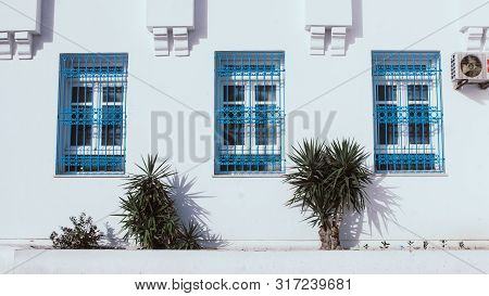 Hammamet Medina Streets With Blue Walls. Tunis, North Africa