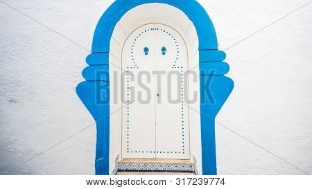 Hammamet Medina Streets With Blue Walls. Tunis, North Africa