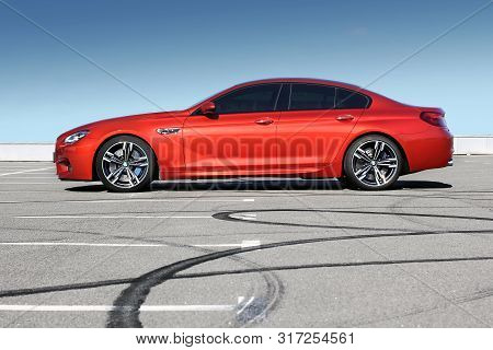Kiev, Ukraine; June 25, 2013; Red Bmw M6 In The City