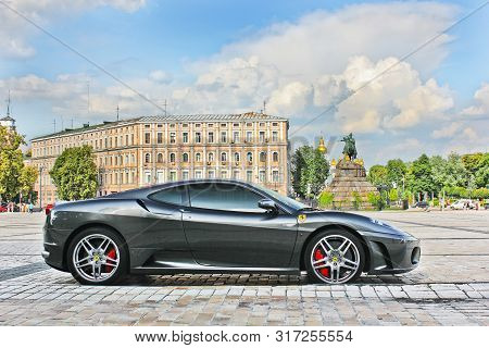 Kiev, Ukraine - June 9, 2013; Ferrari F430 In Gray In The City