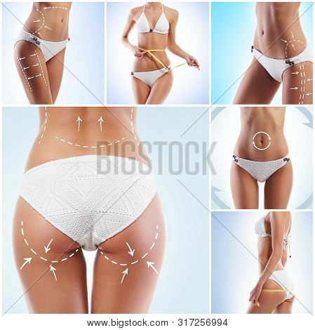 Healthy, Sporty And Beautiful Women Isolated On White. Fat Lose, Health, Sport, Fitness, Nutrition, 