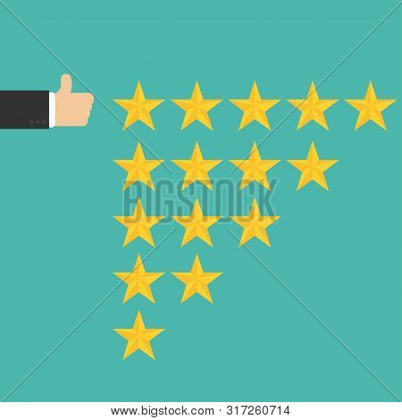 Thumb Up On Different Level In Flat Design