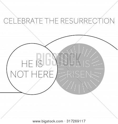 Happy Easter Greeting Card With Empty Tomb Risen