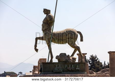 Pompeii, Italy - June 15, 2017: Sculptures Of The Polish Sculptor Igor Mitoraj On Display At Pompeii