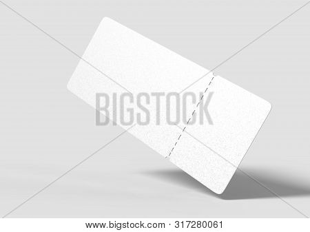 Blank Ticket For Mock Up Design Or Design Presentation. 3d Illustration.