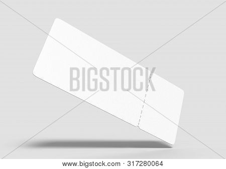 Blank ticket for mock up design or design presentation. 3d illustration.