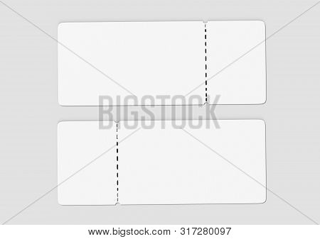 Blank Ticket For Mock Up Design Or Design Presentation. 3d Illustration.