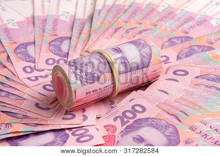 Ukrainian Banknotes Value Of 200 Hryvnia And Bundle 200 Uah.