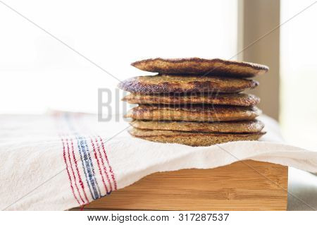 Bannana Pancake Close Up On The Kitchen Table