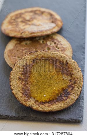 Bannana Pancake Close Up On The Kitchen Table