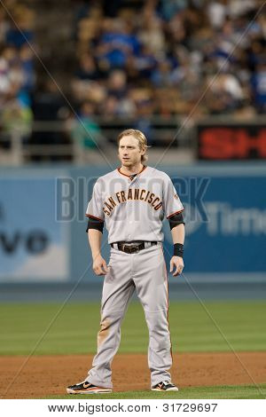 LOS ANGELES - 19. května: San Francisco Giants 2B Mike Fontenot #14 během hry MLB 19. května 2011