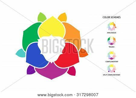 Color Wheel With Hue, Tint, Shades Variations. Color Combinations Schemes Poster